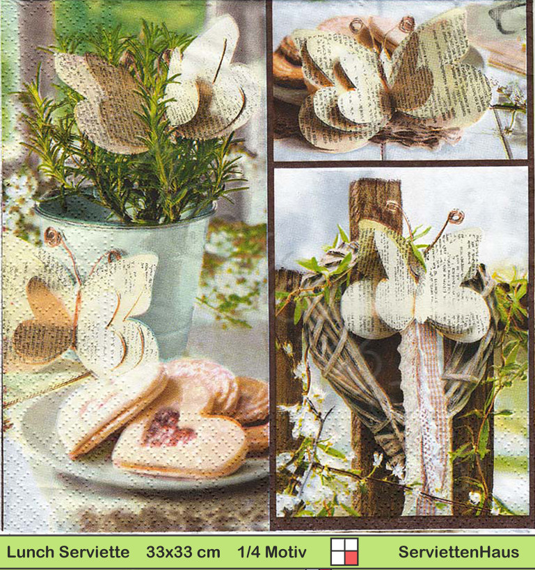 Papierschmetterlinge - 1 Paket mit 20 Servietten